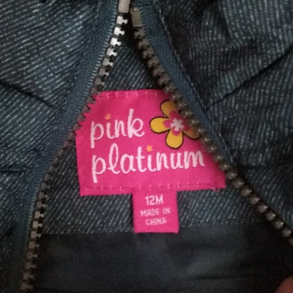 Pink Platinum  puff Jacket Girls 12M New hoodie - Picture 4 of 4